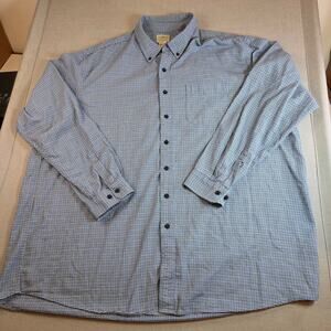 LL Bean XXXL Tall Traditional Fit Cotton Button Down Shirt Blue Check